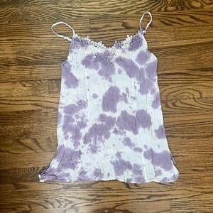 Easel Tie Dye Strappy Tank with Button Back Detail